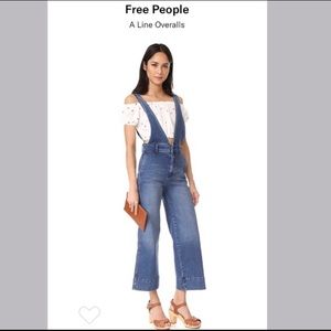Free People A-line Wide-Leg Overalls
